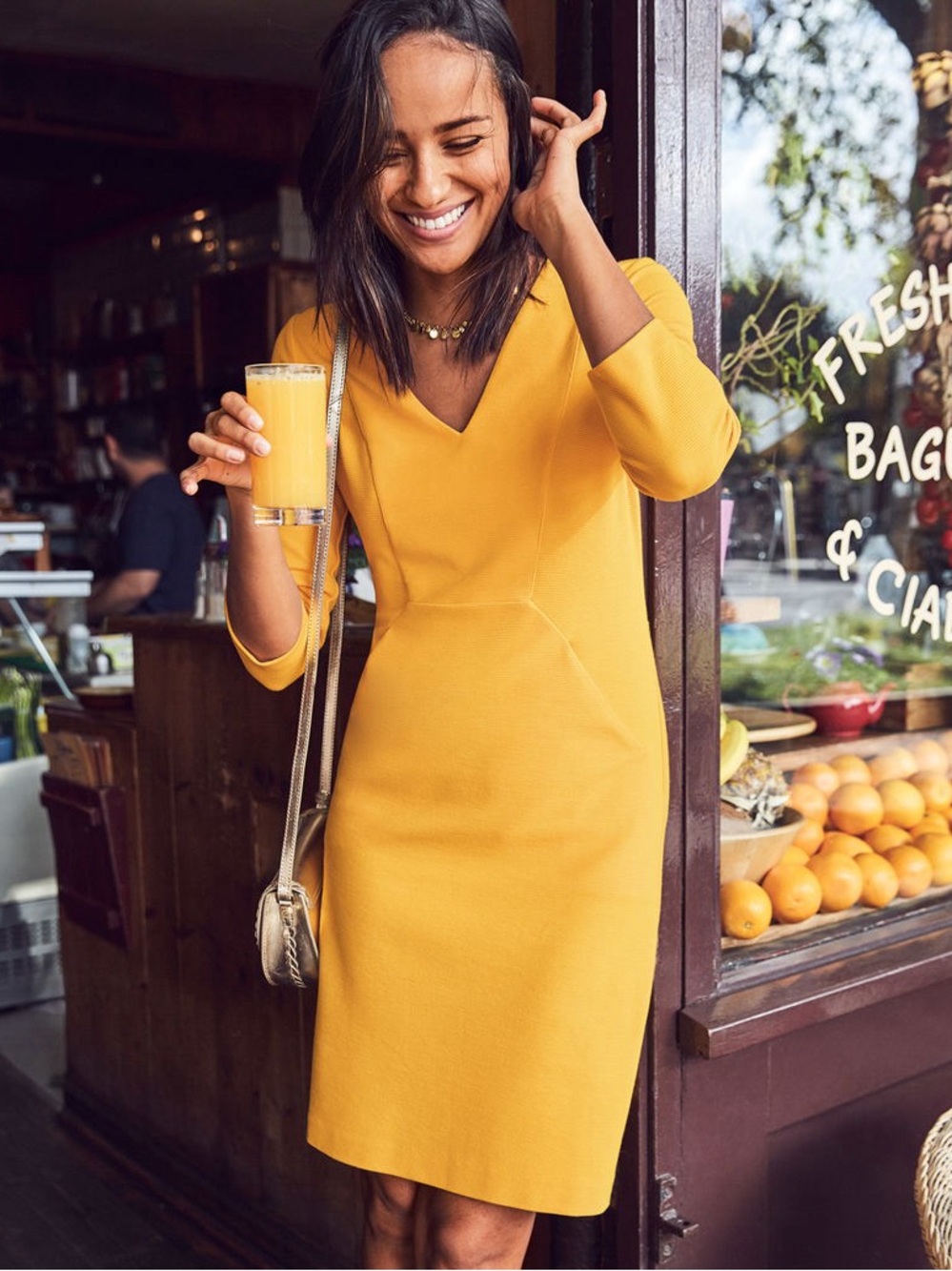 Boden Brontë Ottoman Dress in Buttercup Yellow